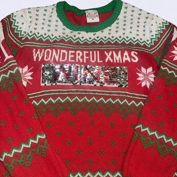 Festive Red and Green Crewneck Ugly Christmas Sweater - Picture 3 of 4